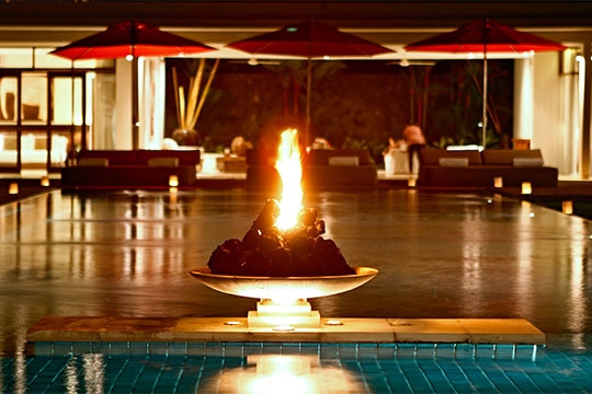Pool flame at night